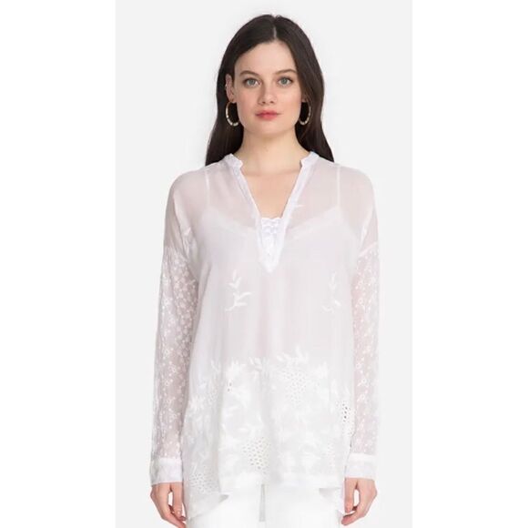JOHNNY WAS ELLIE TOP WHITE MED NWT SOLD OUT ON JW SITE! - Picture 1 of 6